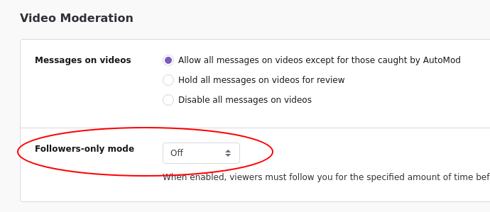 Turn off Followers-only mode on Twitch